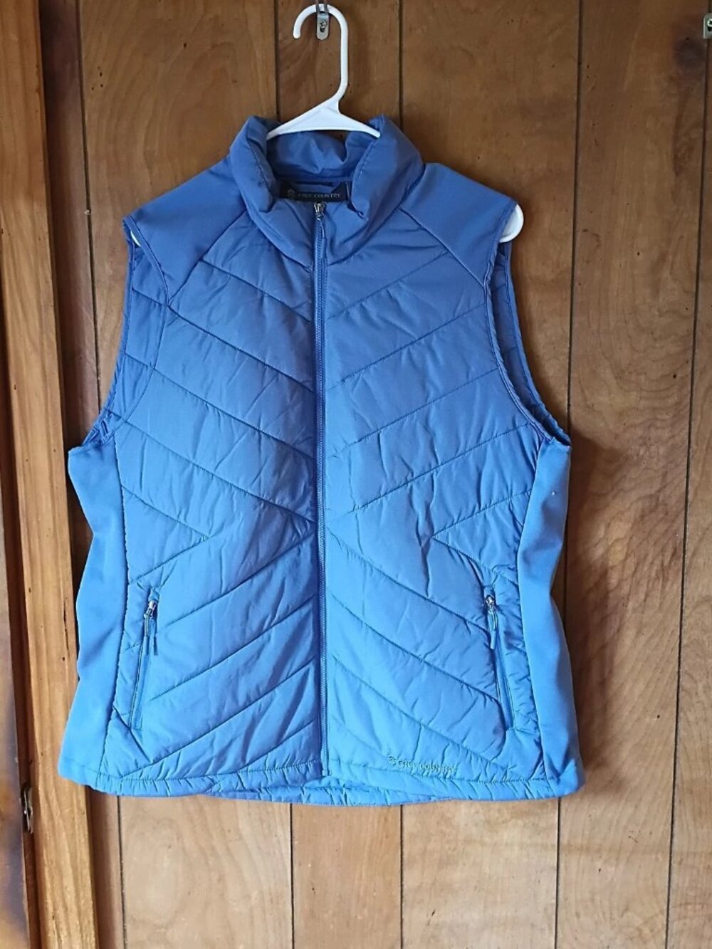 Free Country Women's XL Blue Quilted Puffer Vest Full Zip Lightweight Polyester